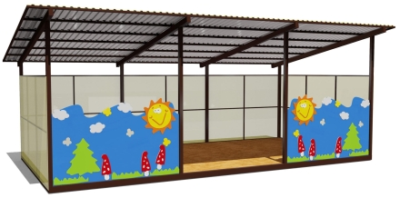 Теневой навес одинарный 4х8 м 19209 для уличной площадки, фото 1