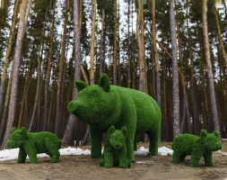 Топиари композиция Поросята мама и детки (4 шт) - газон Eco, фото 1