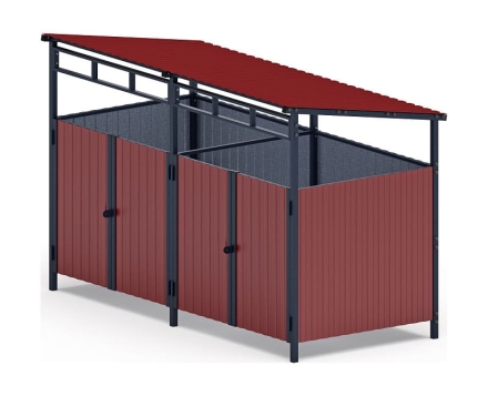 Навес контейнерной площадки для мусора (красный) (2 секции) МФ 55.02.02-04, фото 1