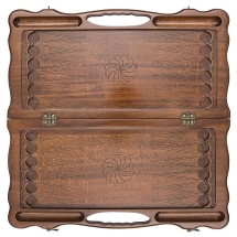 Нарды резные "Самсон и лев" с ручкой 60, Haleyan