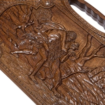 Нарды резные "Самсон и лев" с ручкой 60, Haleyan