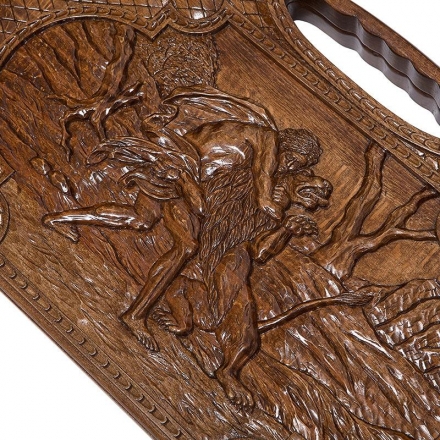 Нарды резные "Самсон и лев" с ручкой 60, Haleyan, фото 5