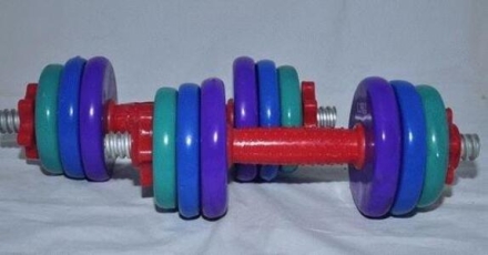 Гантель сборная виниловая. Вес 1 пары 15 кг. СВЕТ-15KG, фото 1