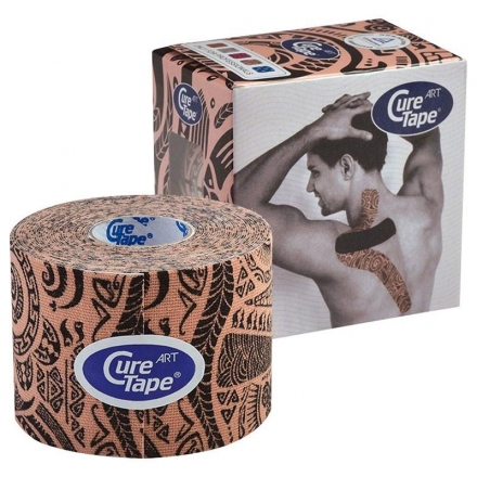 Тейп кинезиологический CureTape Art Tatoo, 5 см x 5 м, арт. 162732, телесно-черный, фото 1