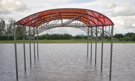 Арочный навес из поликарбоната красный, фото 1