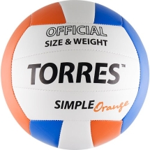 СЦ*Мяч вол. &quot;TORRES Simple Orange&quot; арт.V30125, р.5, синт.кожа (ТПУ), маш. сшивка, бут.кам,бел-гол-ор