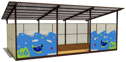 Теневой навес одинарный 4х8 м 19203 для уличной площадки, фото 1