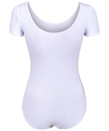 Купальник гимнастический с коротким рукавом, хлопок, белый, р. 28-34, фото 2
