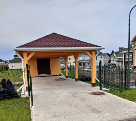 Навес для двух автомобилей с хозблоком ЛА-МАНШ Несущий каркас, фото 3