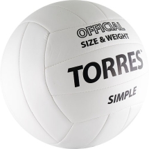 СЦ*Мяч вол. &quot;TORRES Simple&quot; арт.V30105, р.5, синт.кожа (ТПУ), маш. сшивка, бут. камера, бело-черный