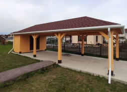 Навес для двух автомобилей с хозблоком ЛА-МАНШ Базовая комплектация, фото 1