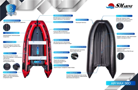 Лодка ПВХ SMarine AIR MAX 360 НДНД под мотор, фото 10