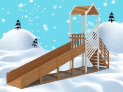 Зимняя горка "IgraGrad Snow Fox", скат 5 м с ограждением, фото 6