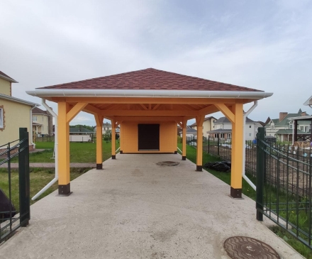 Навес для двух автомобилей с хозблоком ЛА-МАНШ Премиум комплектация, фото 2