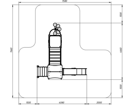 Детская игровая площадка Лукоморье ДИК 2.25.10-01.С H=1200, металлический скат, фото 6