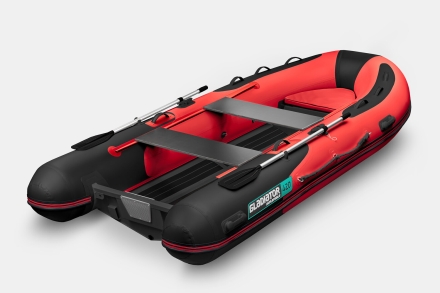 Gladiator RIB 420 AL Красно-черный моторная лодка ПВХ Жесткое дно (морской алюминий), киль, фото 2