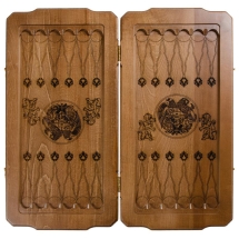 Нарды + Шашки резные "Герб Армении" (Армения, дерево, размер 60х30х6 см)