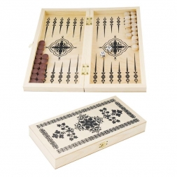 Нарды дорожные, доска 14,5х29*3,8 см, 30 дерев. шашек, 1 пара игр.костей (зар) Нарды дорожные, доска 14,5х29*3,8 см, 30 дерев. шашек, 1 пара игр.костей (зар)