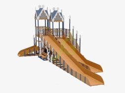 Зимняя деревянная горка "IgraGrad Snow Fox 17" с тремя скатами V3 , фото 1