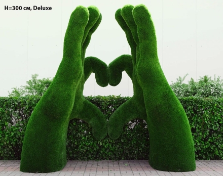 Топиари стела Ладони-сердце, h=300 см - газон Deluxе/Deluxe Green, фото 1