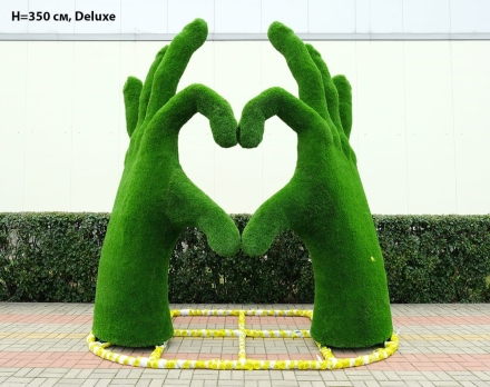 Топиари стела Ладони-сердце, h=300 см - газон Deluxе/Deluxe Green, фото 2