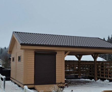 Навес для машин с хозблоком ВАЛОР Несущий каркас, фото 2