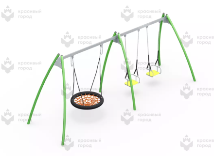 Качели металлические тип-1 «Гнездо + 2 подвеса «Комфорт»» (салатовые), фото 1