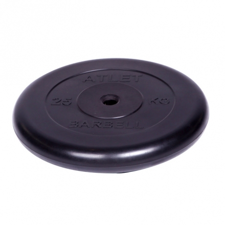 Диск обрезиненный Barbell Atlet d 26 мм чёрный 25 кг, фото 1