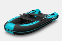 Gladiator RIB 420 AL Черно-бирюзовый моторная лодка ПВХ Жесткое дно (морской алюминий), киль, фото 1