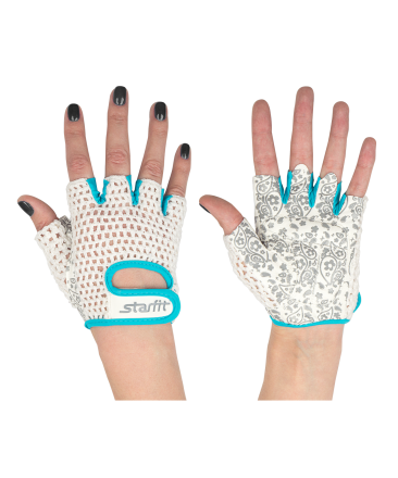 Перчатки для фитнеса SU-110, белые/голубые, фото 1