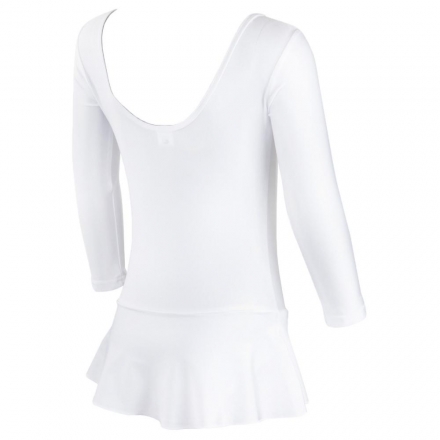 Купальник гимнастический с длинным рукавом с  юбкой, полиамид белый 182п/а (36-42), фото 2