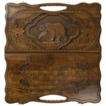 Нарды резные "Медведь" с ручкой, Haleyan