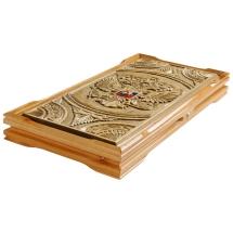 Нарды резные ручной работы "Герб России" (Россия, дерево, размер 63х32х7 см)