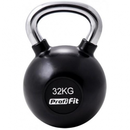 Гиря обрезиненная с хромированной ручкой PROFI-FIT, 32 кг, фото 1